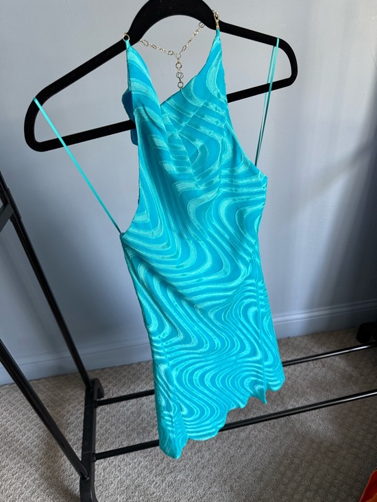 NWT Amanda Uprichard Kimball Wave Print
Mini Dress In Maui Blue - Picture 4 of 9
